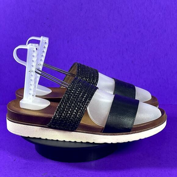 Kensie Women's‎ Black Dustie Double Strap Flat Slide Sandals Shoe Size 7.5 - Picture 1 of 8